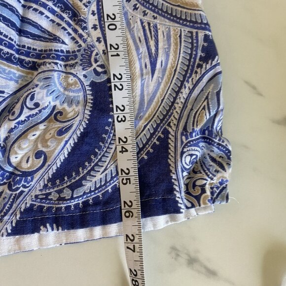 JM Collection Bohemian Womens L Large Linen Pullover Tunic Top Blue Paisley Stud - Picture 10 of 10